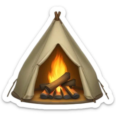 Camp tent with fireplace sticker