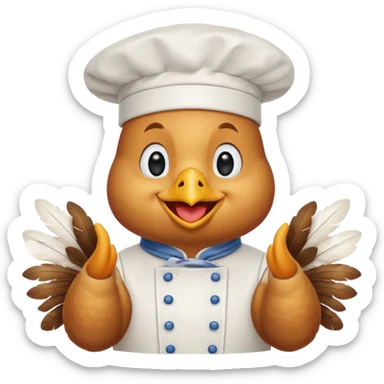 Gallina con ropa de chef con una cara de aprovacion sticker