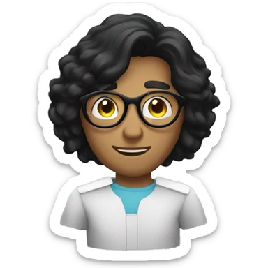 long black hair guy with circle eyewear sticker