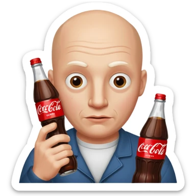  Gross eyes White man with no eyebrows and bald and with Coca-Cola that has written grilovačka on it in his hand  sticker