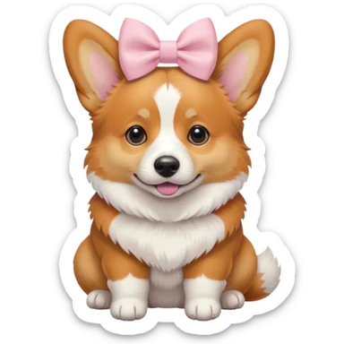 corgi with a pastel pink bow, sitting sticker