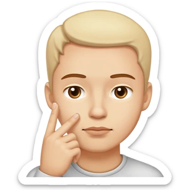 person tapping finger on chin thinking sticker