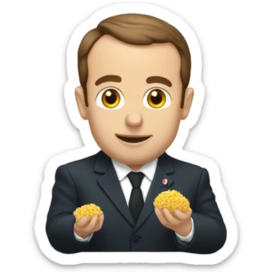 Macron qui mange du riz sticker