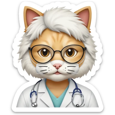 doctor cat, surgical mask sticker