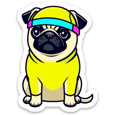 A cyberpunk pug sticker