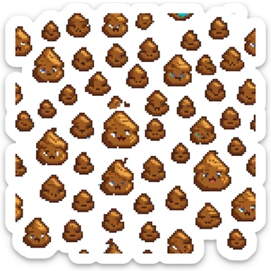 Pile of poo emoji with gradient colors from brown to darker brown, cute smiling face sticker