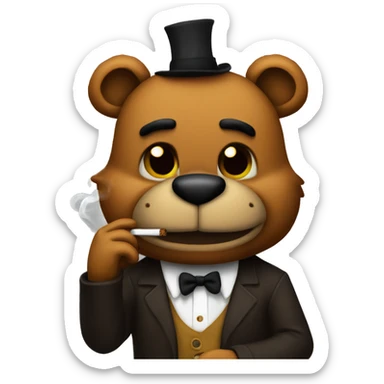Feddy fazbear sadly smoking a cigarette  sticker