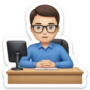 employee sitting at a desk full body sticker