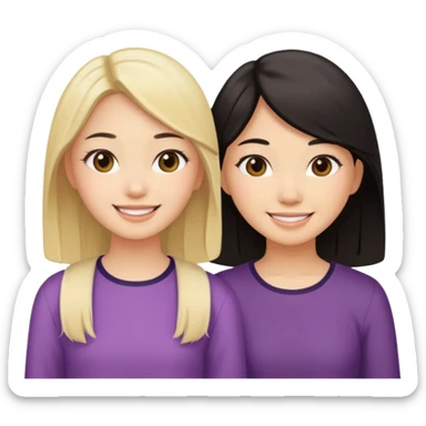Two girl best friends one Asian the other blonde sticker
