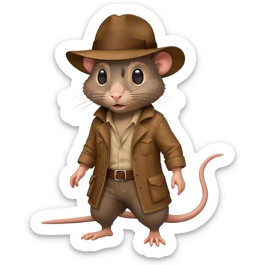 🐀 full body rat wearing Indiana jones hat sticker
