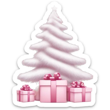 Light pink Christmas gifts under a white Christmas tree  sticker
