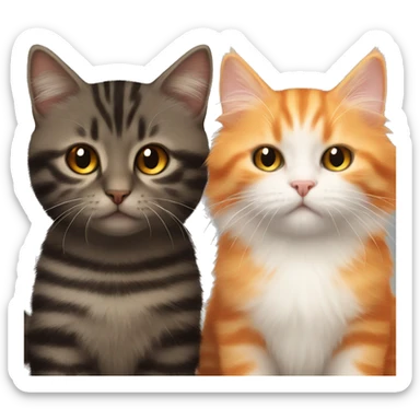 Dark striped kitten and fluffy orange cat sticker