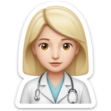  Depict a nurse in a white coat, with a light expression and the soft detail typical of modern emojis. The scene should have a clean look, with subtle shadows and smooth outlines, maintaining the 3D cartoon style used in iOS emojis. Keep it consistent with the emoji style. sticker