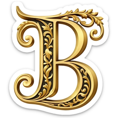 ornate decorative letter J with flourishes sticker