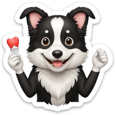 border collie holding a tooth sticker
