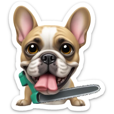 French bulldog with a chainsaw  sticker