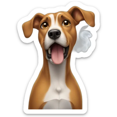 A dog smoking out of frustration  sticker