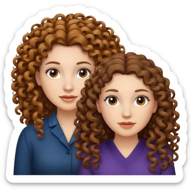 White woman with curly hair and white woman with long brown hair sticker