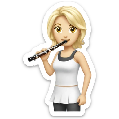 une joueuse de flute traversière avec cheveux blonds courts sticker