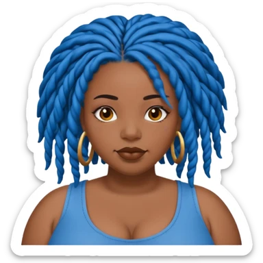 Plus size black girl with blue Locs sticker