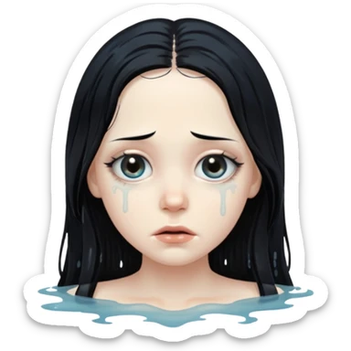 Spooky decaying Samara from the ring movie sticker