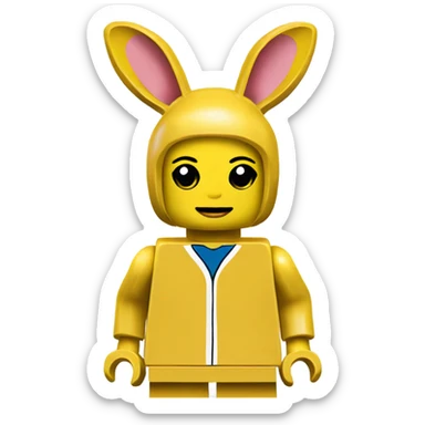 Yellow basic lego human full body wearing rabbit costume sticker