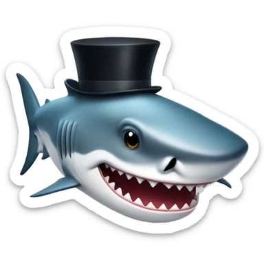Shark with a top hat  sticker