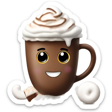hot chocolate with whipped cream and marshmallows  sticker