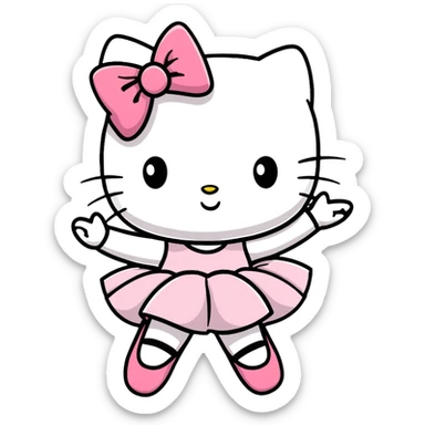 Hello Kitty doing ballet, wearing ballet slippers and tutu sticker
