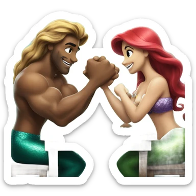 Little mermaid arm wrestling  sticker