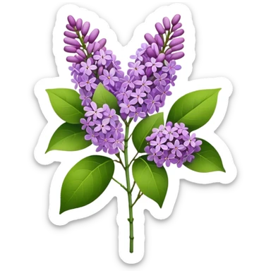 single bunch lilac flower, straight stem sticker