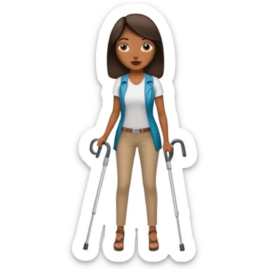 Tall Latino woman on crutches  sticker
