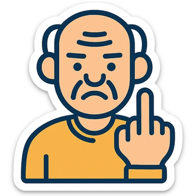 an old man giving the middle finger sticker