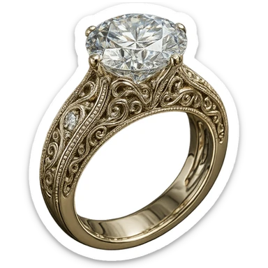 wedding ring with diamond, luxurious, detailed style sticker