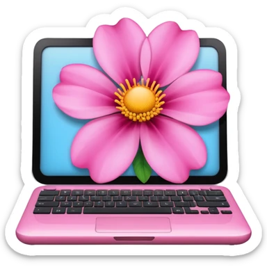 Computer on a pink Flower sticker