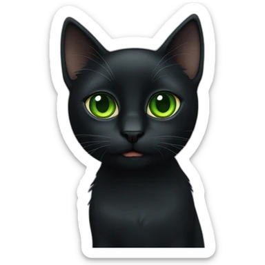 Black cat with green eyes, juvenile sticker