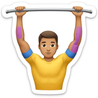 Homem amarelo fazendo barra fixa mostrando as costas sticker