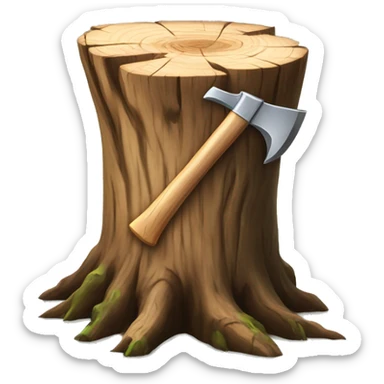 Tree stump with an axe cleaved in  it  sticker