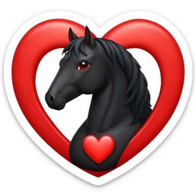 Black Horse centered within a red heart emoji sticker