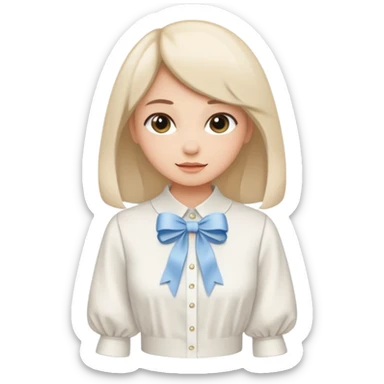 ehite blouse with ribbon sticker