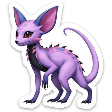 Rare realistic cool cute epic aesthetic gothic colorful Salandit-Amaura-Espeon-Genet-species-Fakemon-hybrid-creature, with markings, full body sticker