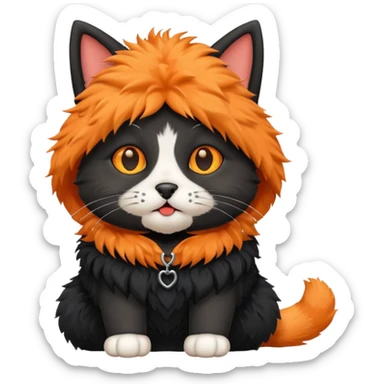 a cat that has a black dog costume on sticker