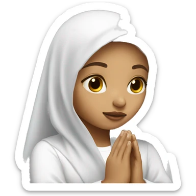Light skin girl praying with white veil  sticker
