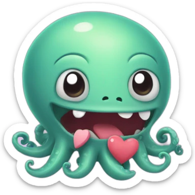 cute kraken cute face having a heart attack sticker