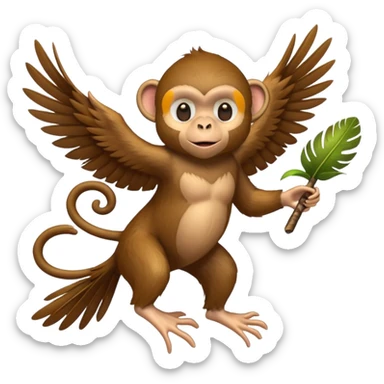 A monkey riding A bird ￼ sticker