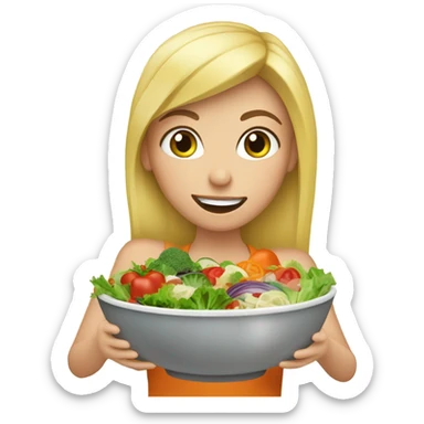 blonde girl eating a salad sticker