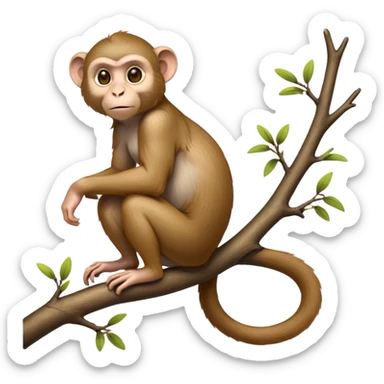 cinematic-Macaques-realistic-full-body-sitting-emoji,-slim-agile-frame-poised-on-a-branch,-long-tail-curled-slightly,-head-tilted-dramatically,-bright-playful-eyes-exuding-mischief,-simplified-yet-realistic-focused-features,-highly-detailed,-glowing-with-an-almost-sarcastic-glow sticker