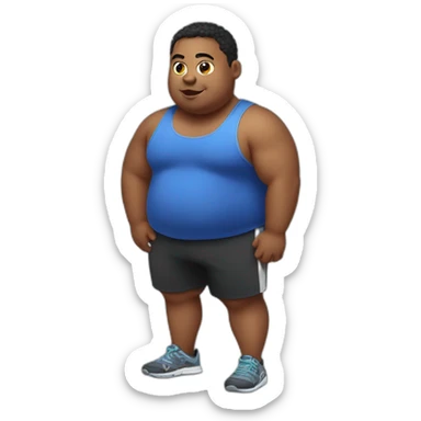 Chubby  boy doing workout  sticker