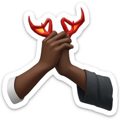 satan holding gods hand sticker