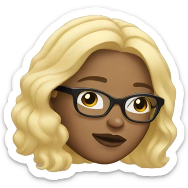 Blonde girl with black glasses sleeping sticker